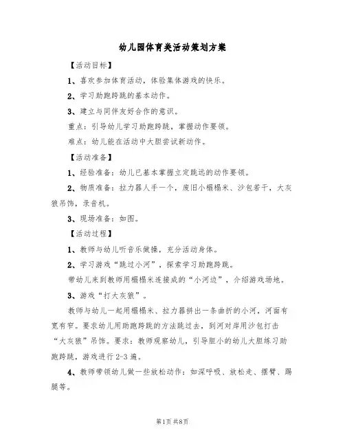 幼儿园体育类活动策划方案(五篇)