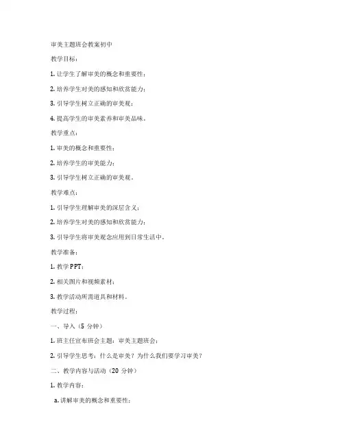 审美主题班会教案初中