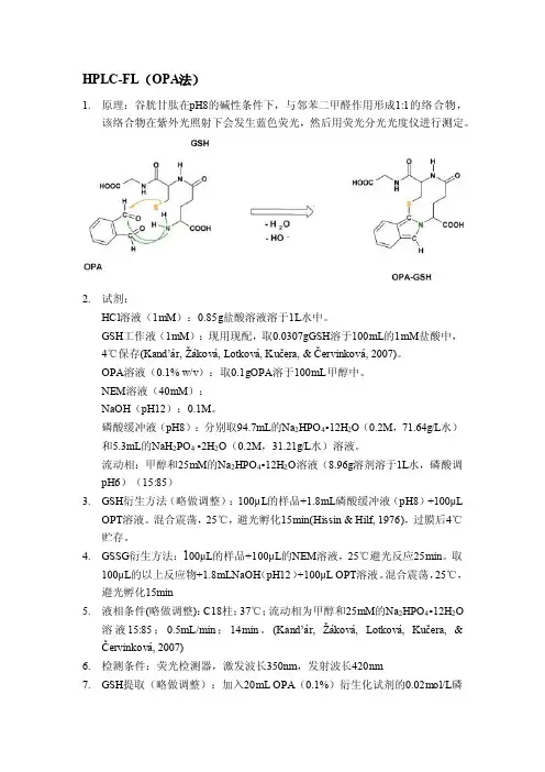 HPLC-FL检测GSH-确定实验方法