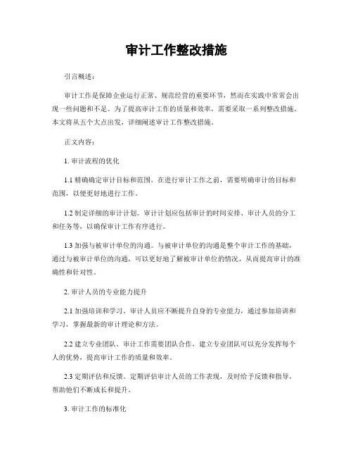 审计工作整改措施