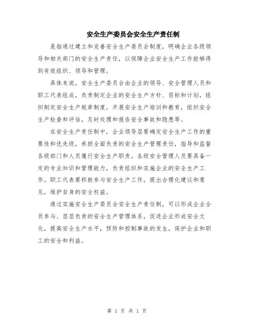 安全生产委员会安全生产责任制