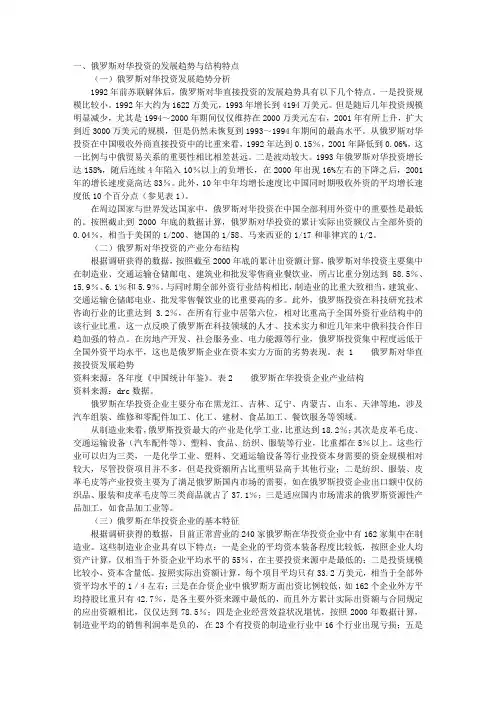 中俄相互投资、承包劳务合作分析与展望