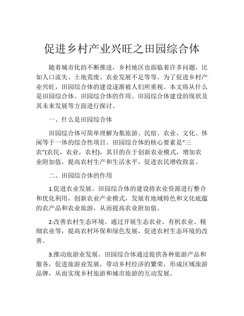 促进乡村产业兴旺之田园综合体