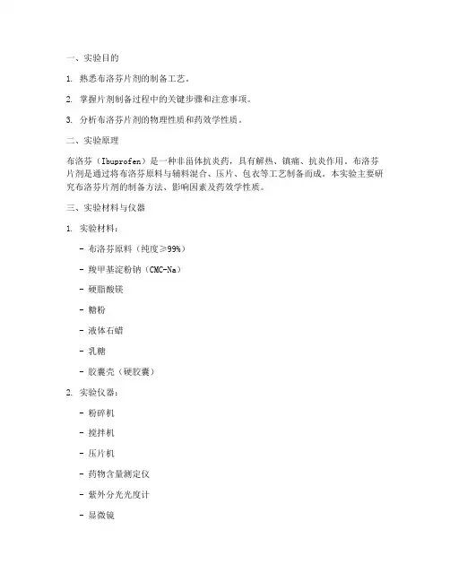 布洛芬片剂实验报告