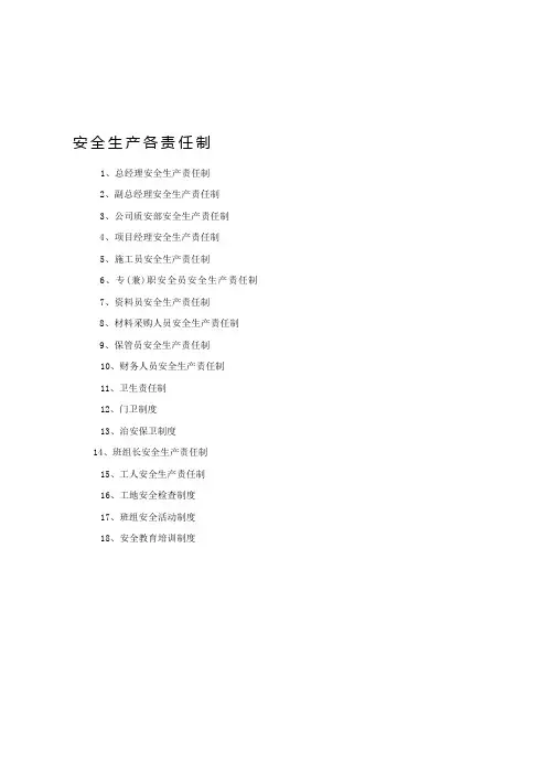安全生产责任制及安全生产操作规程