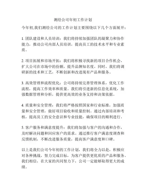 测绘公司年初工作计划