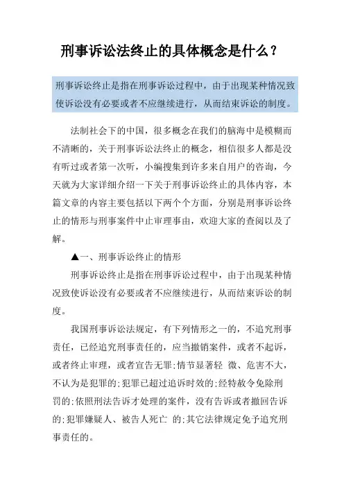 刑事诉讼法终止的具体概念是什么？