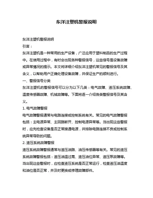 东洋注塑机警报说明