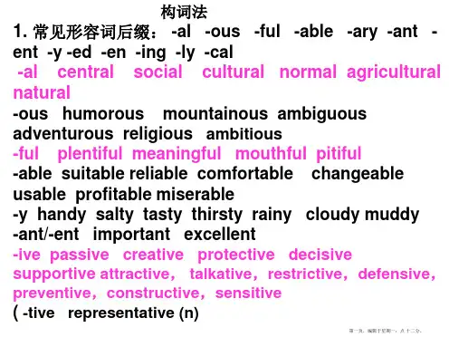 高中英语常用派生词