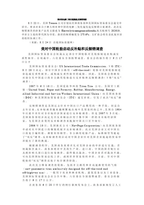 2007年中文反倾销案例