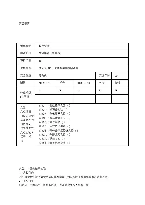 哈尔滨工程大学数学上机实验