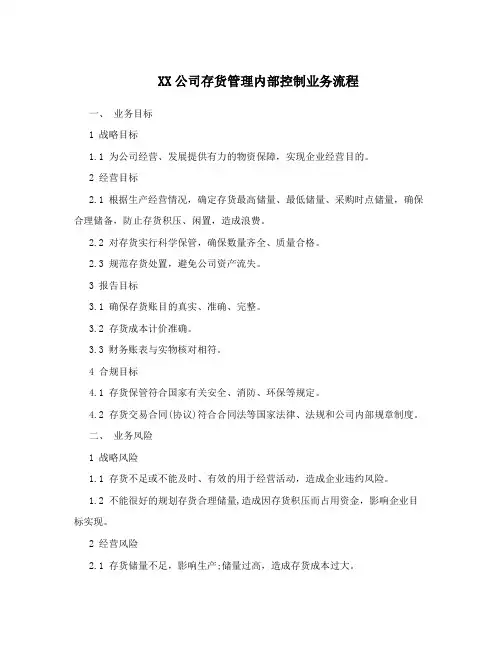 XX公司存货管理内部控制业务流程