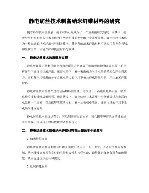 静电纺丝技术制备纳米纤维材料的研究