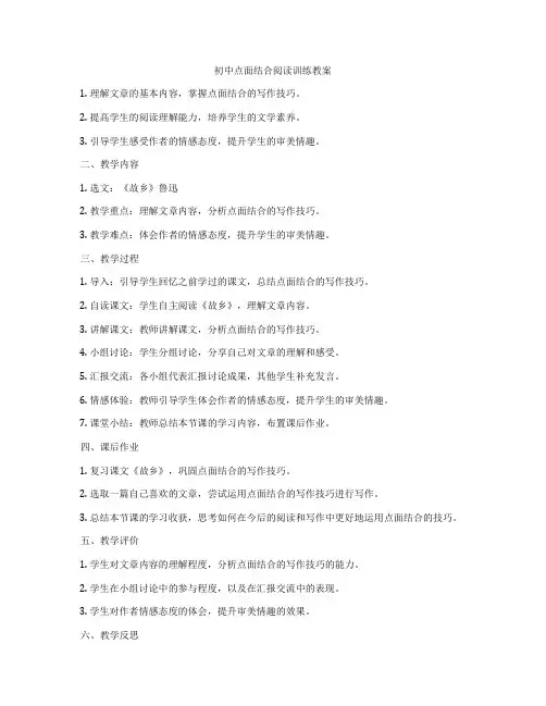 初中点面结合阅读训练教案