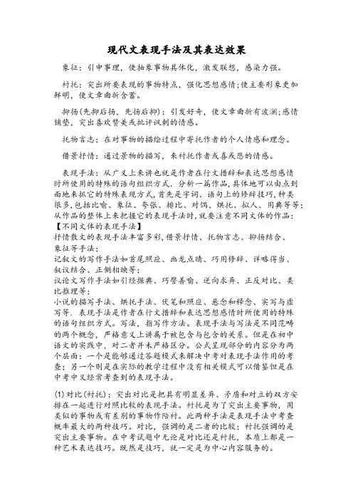 现代文表现手法及其表达效果