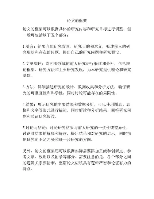 论文的框架