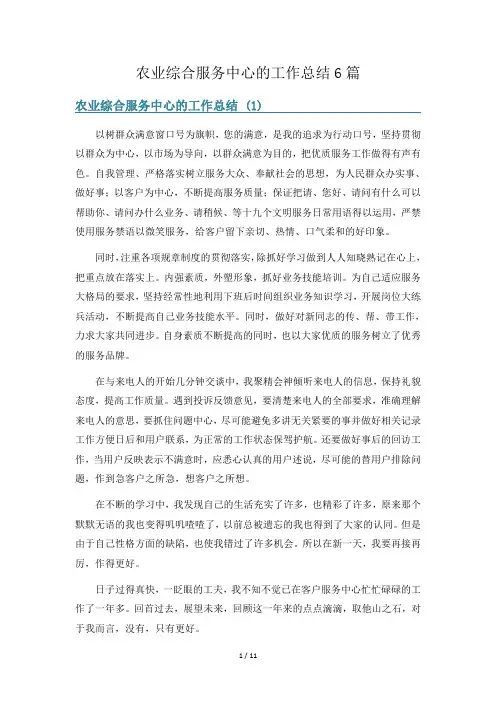农业综合服务中心的工作总结6篇