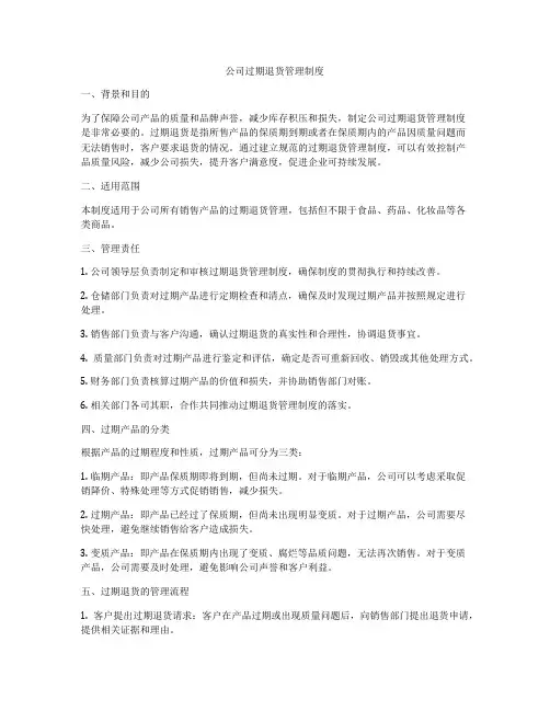 公司过期退货管理制度