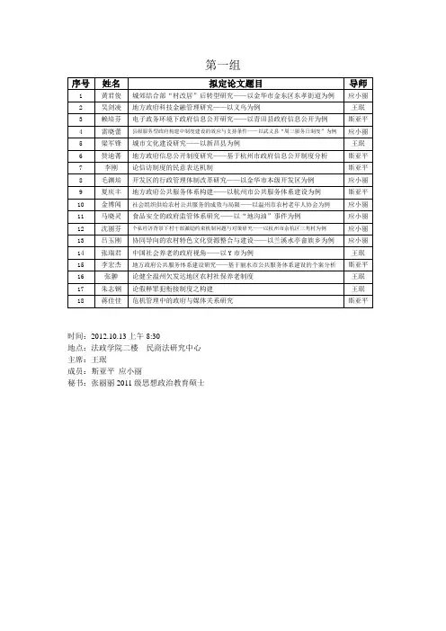 07级MPA开题报告会—第一组 - 浙江师范大学法政学院