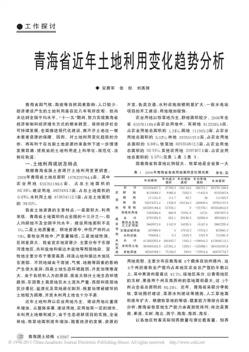 青海省近年土地利用变化趋势分析