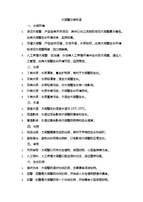 大闸蟹分类标准