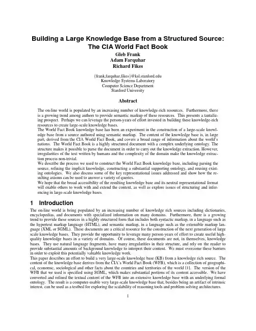 1 Building a Large Knowledge Base from a Structured Source The CIA World Fact Book