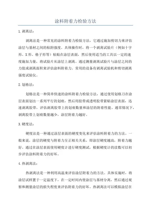 涂料附着力检验方法