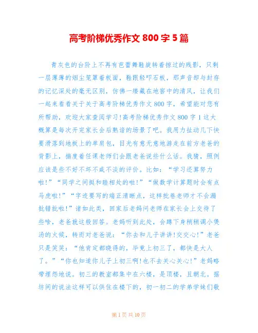 高考阶梯优秀作文800字5篇