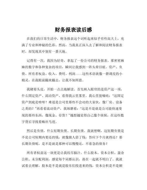 财务报表读后感