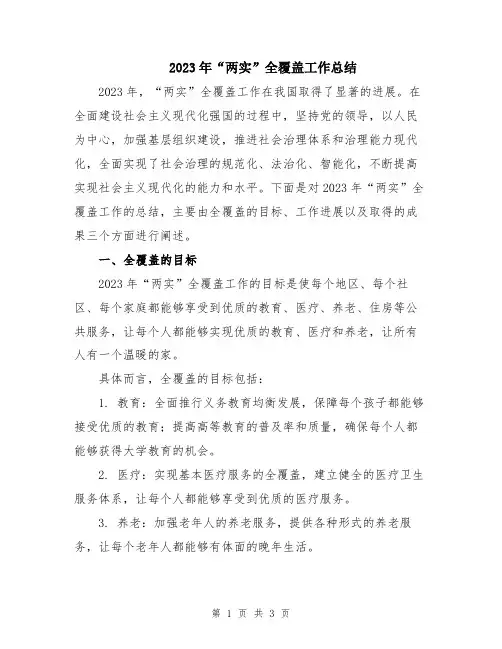 2023年“两实”全覆盖工作总结