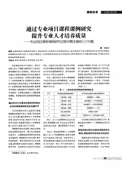 通过专业项目课程课例研究提升专业人才培养质量——专业项目课程课例研究过程中需注意的几个问题
