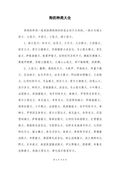 狗的种类大全