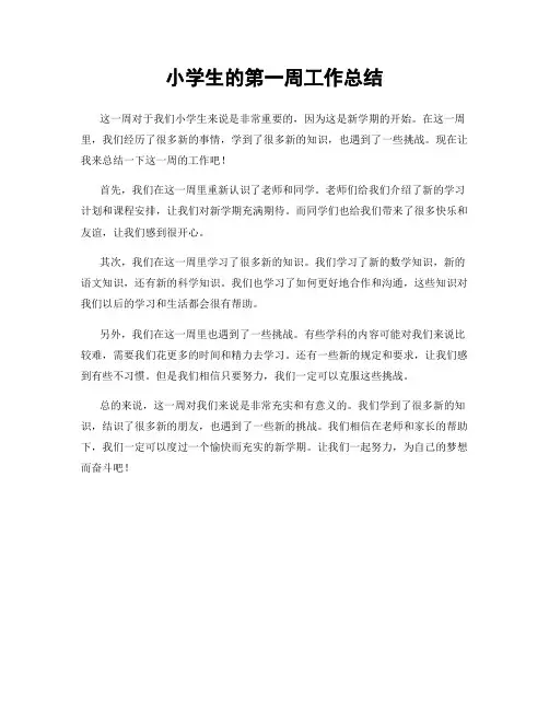 小学生的第一周工作总结