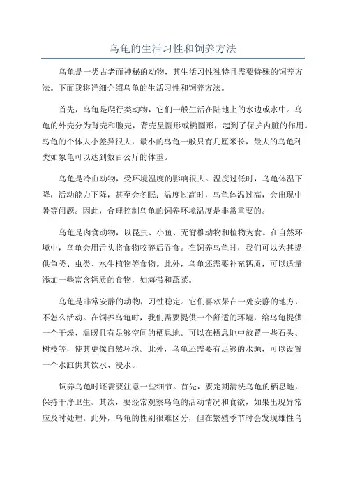 乌龟的生活习性和饲养方法