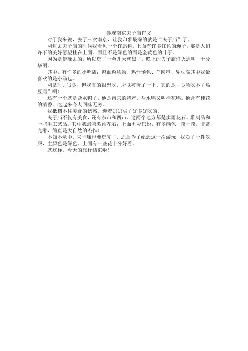 参观南京夫子庙作文