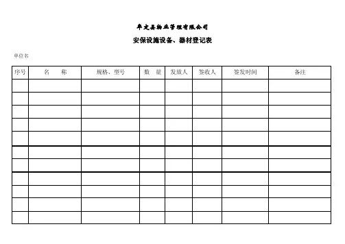 安保设施设备、器材登记表