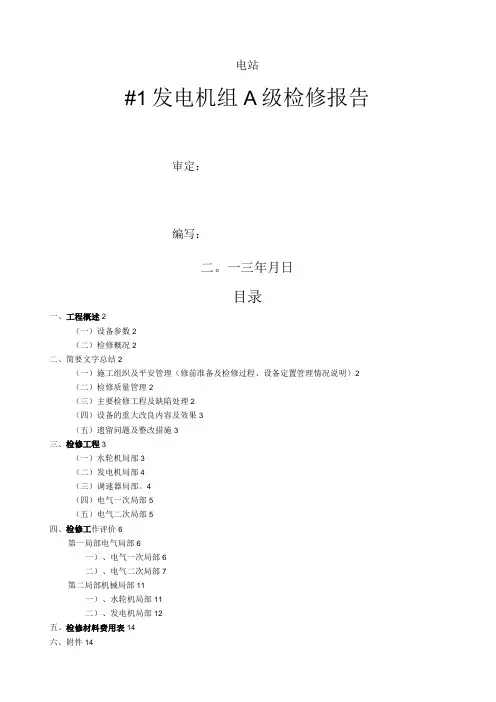 水电站机组A级检修报告