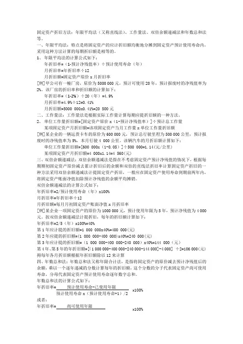 固定资产折旧方法