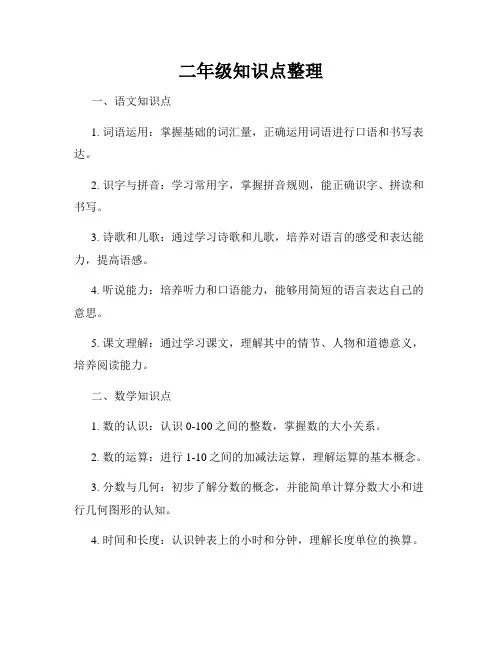 二年级知识点整理