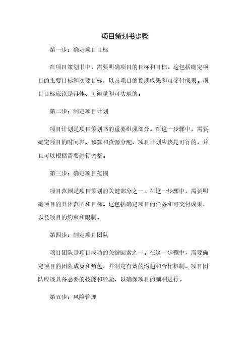 项目策划书步骤