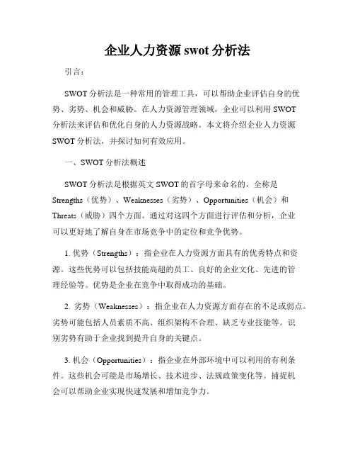 企业人力资源swot分析法