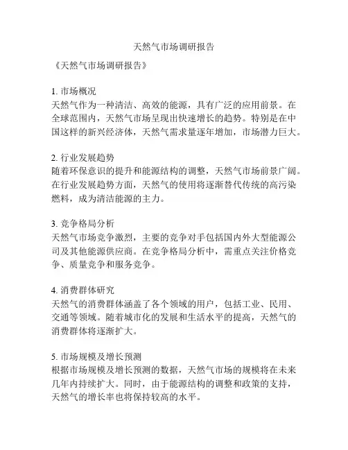 天然气市场调研报告