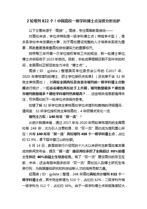 2轮增列822个！中国高校一级学科博士点深度分析出炉