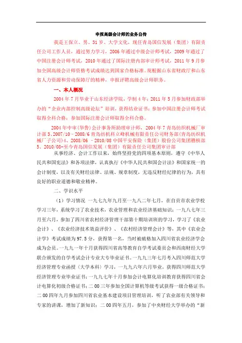 高级会计师业务自传01