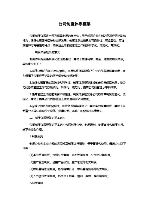 公司制度体系框架