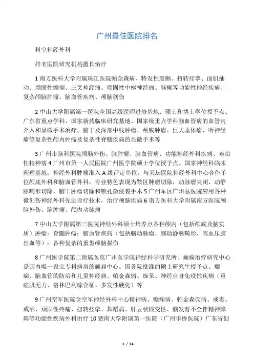 广州医院排名