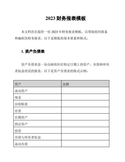 2023财务报表模板