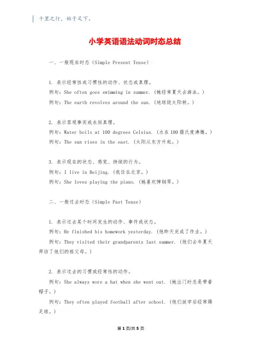 小学英语语法动词时态总结