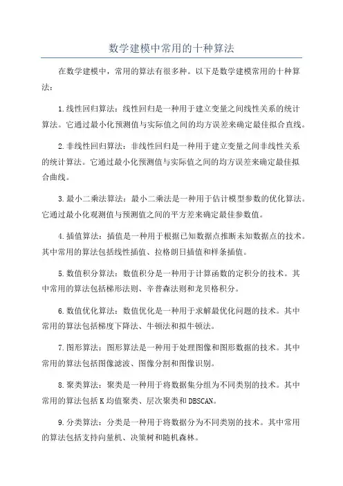 数学建模中常用的十种算法