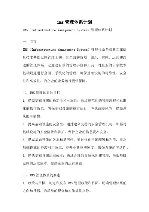 ims管理体系计划